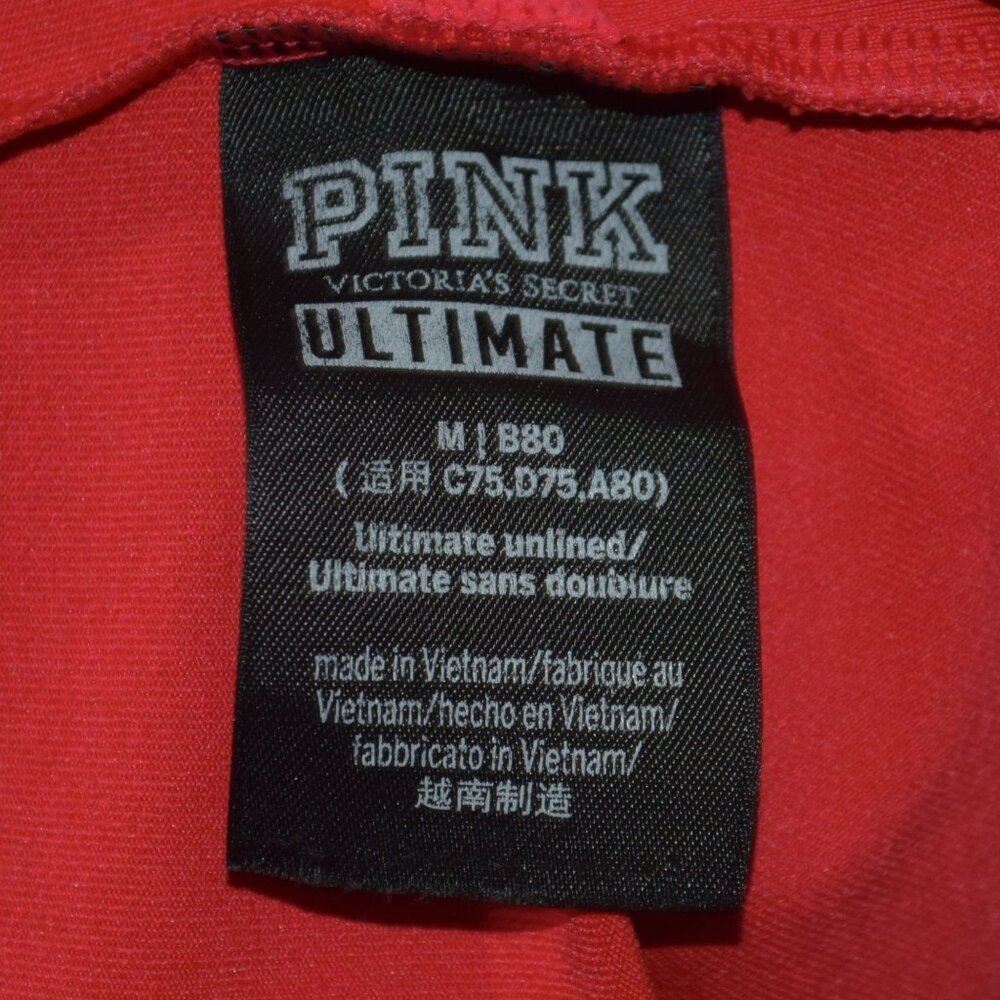 Victoria's Secret Pink ULTIMATE Unlined SPORTS CROP TOP Women's Sz M Bra Shirt - Picture 2 of 7